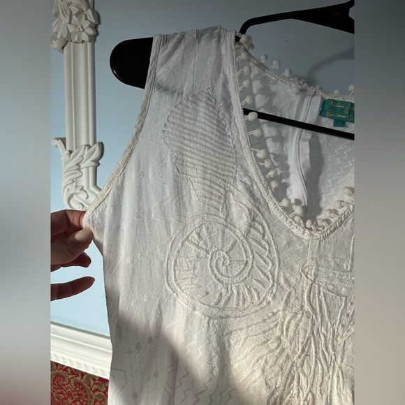 Embroidered with Seashells, Tassels White Maxi Dress 100% Cotton - Picture 9 of 9